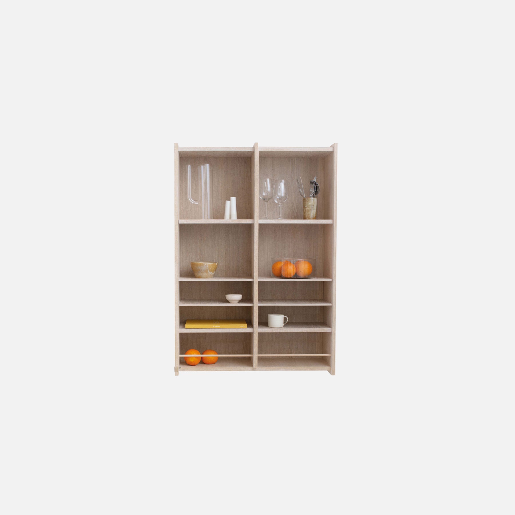 VALRYGG Shelving 1010 featuring a high-end oak veneer finish, designed for stylish storage solutions in various living spaces.