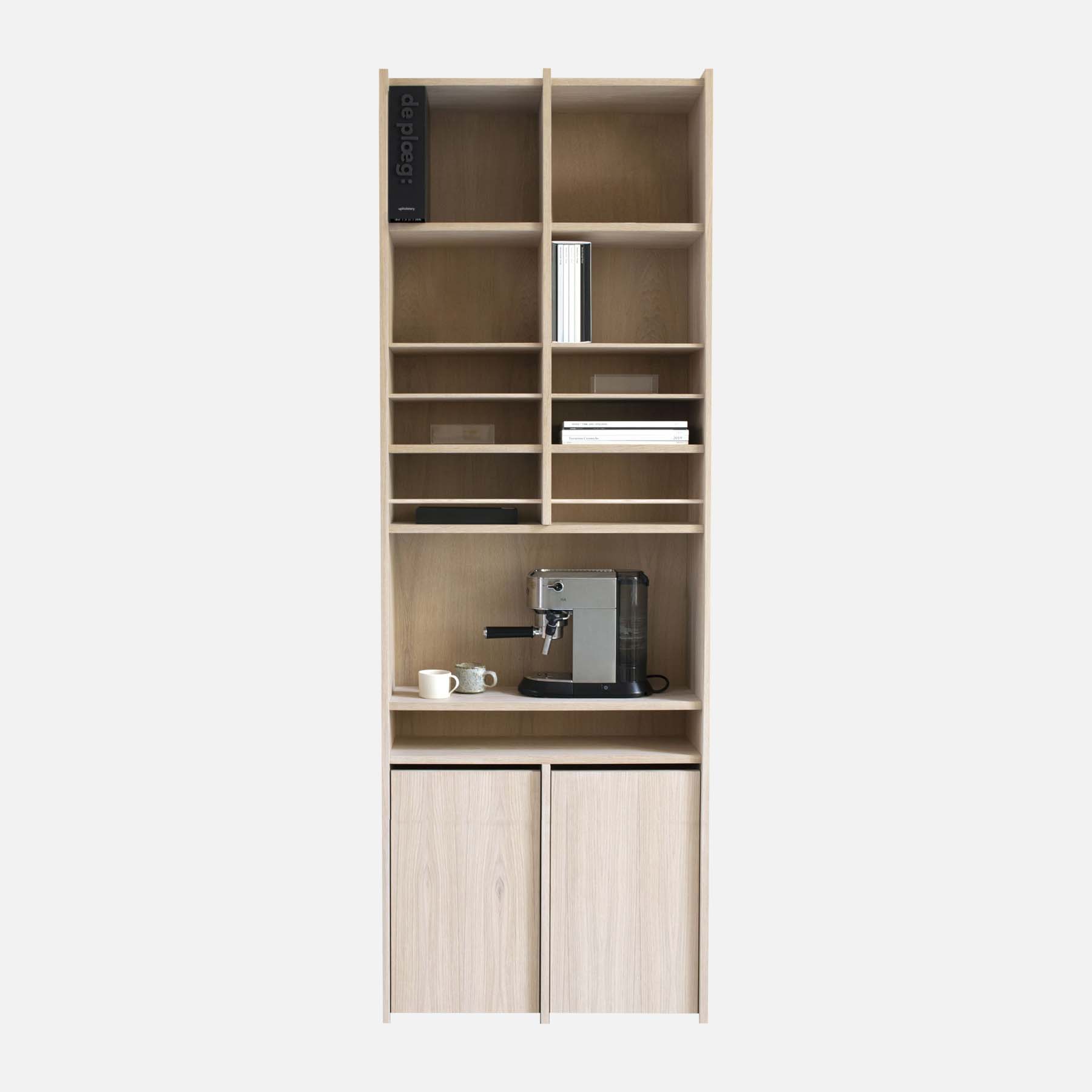 VALRYGG Shelving 1002 featuring a high-end oak veneer finish, designed for versatile storage solutions in modern interiors.