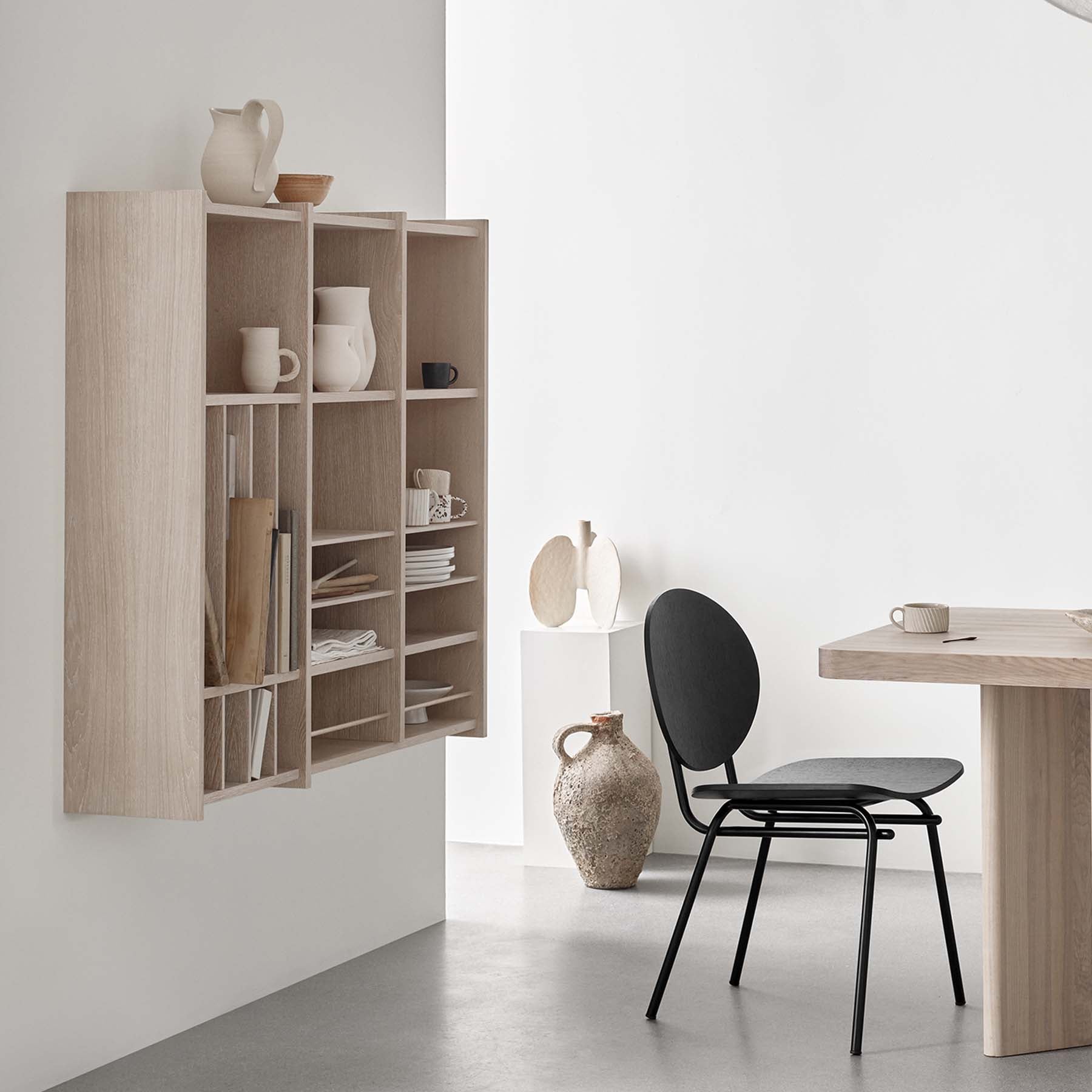 VALRYGG Shelving 1005 featuring a high-end oak veneer finish, designed for versatile storage solutions in modern interiors.