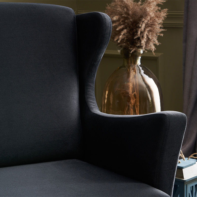 LORD Anthracite Velvet Armchair showcasing plush upholstery and elegant design, perfect for home or office use.