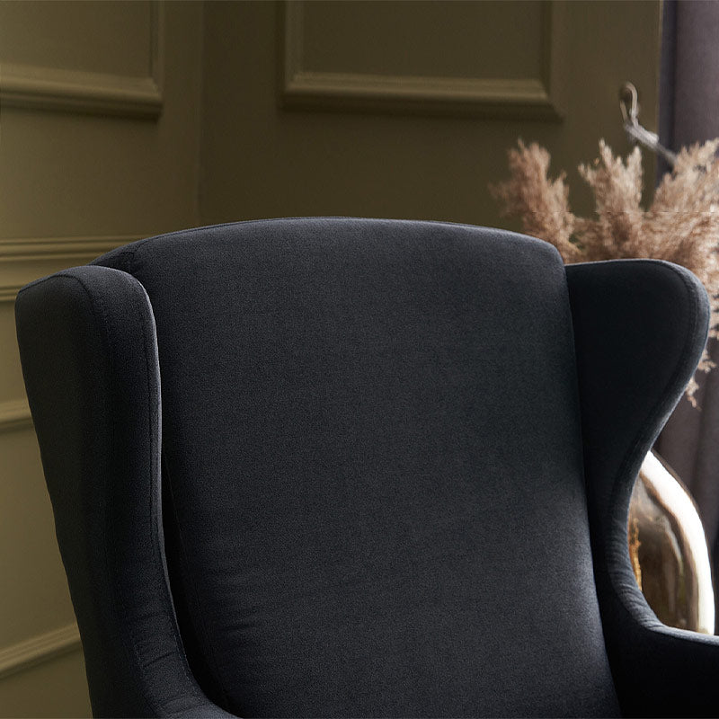 LORD Anthracite Velvet Armchair showcasing plush upholstery and elegant design, perfect for home or office use.