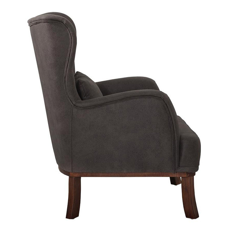 Velvet Armchair ROMEO in anthracite color, showcasing plush upholstery and natural wood legs.