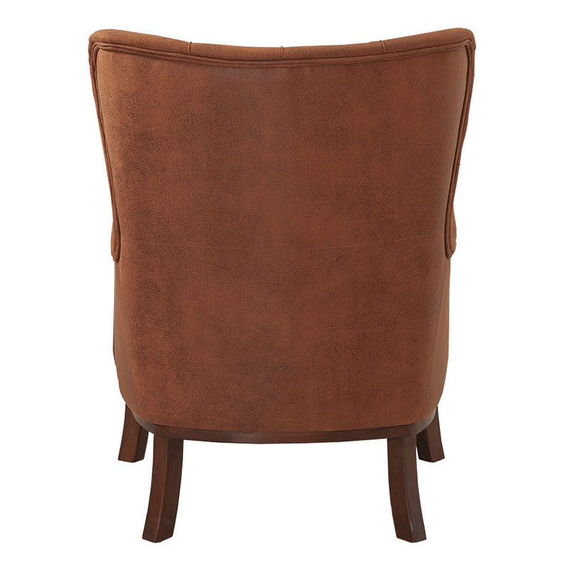 Luxurious brown velvet armchair ROMEO with natural wood legs, perfect for stylish relaxation.