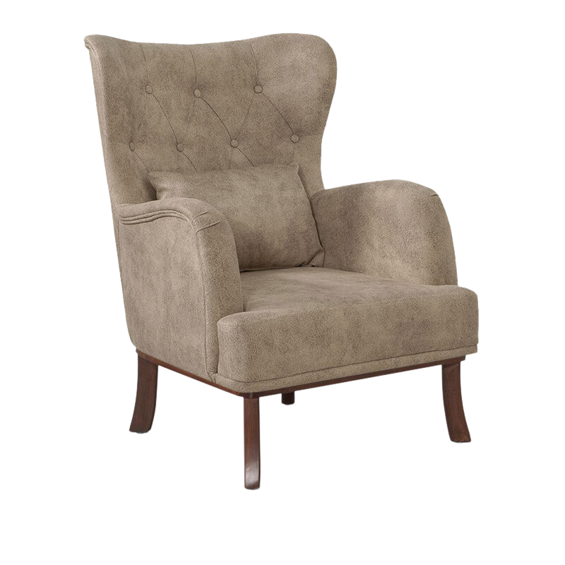 Velvet Armchair ROMEO in cream color, featuring plush upholstery and natural wood legs, perfect for stylish relaxation.