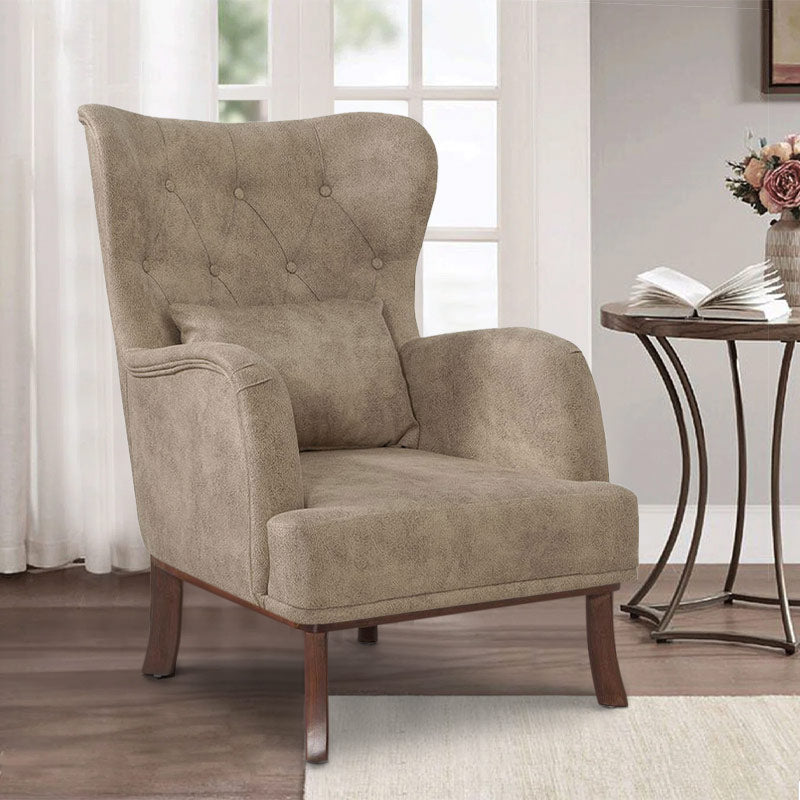 Velvet Armchair ROMEO in cream color, featuring plush upholstery and natural wood legs, perfect for stylish relaxation.