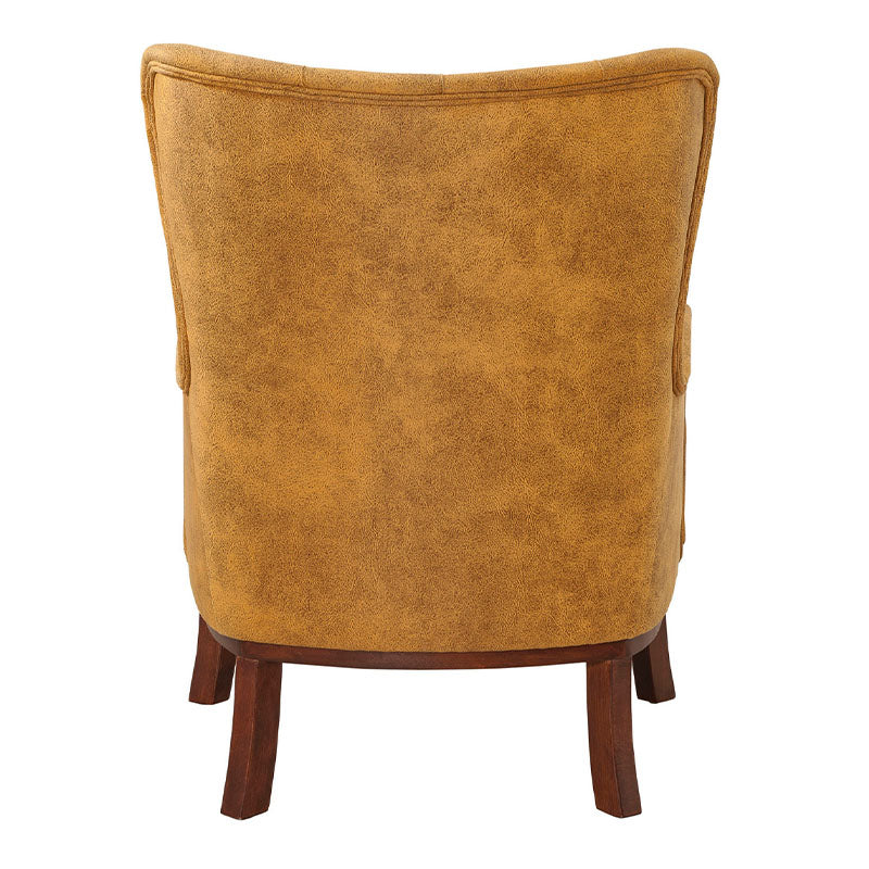 Velvet Armchair ROMEO in yellow, featuring plush upholstery and natural wood legs, perfect for stylish relaxation.