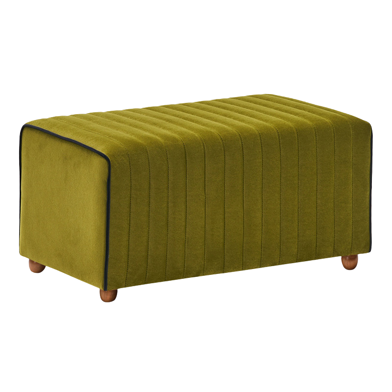 Elegant green velvet stool ANDRA with wooden legs, measuring 80x40x40cm, perfect for stylish seating.