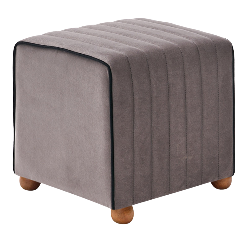 Grey Velvet Stool CLARISSA with wooden legs, 40x40x40 cm, stylish and durable.