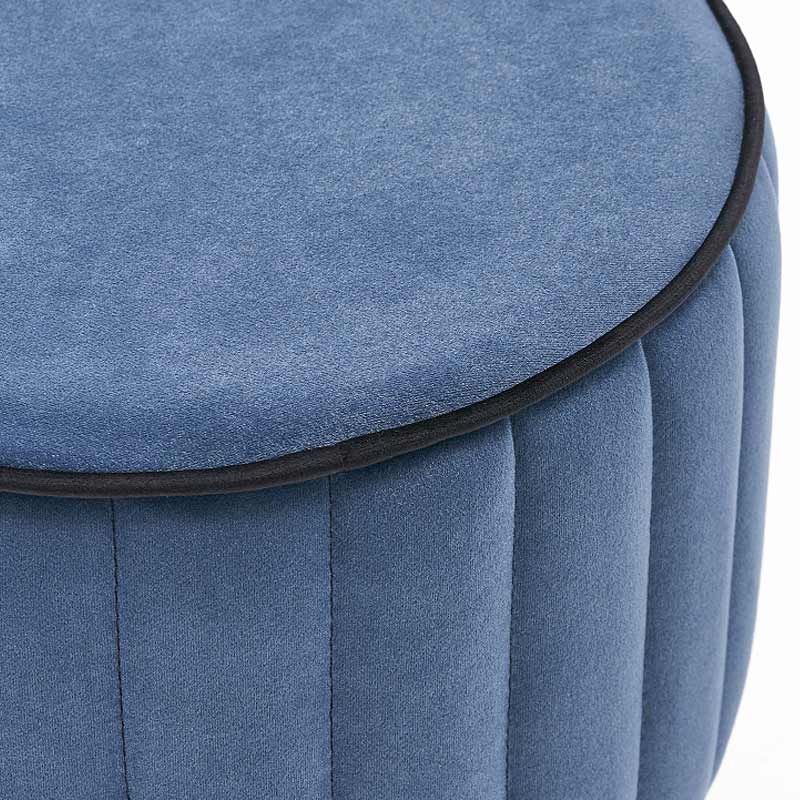 Stylish blue velvet stool TOMMY with black base, measuring 40x40x40 cm, perfect for home or business use.