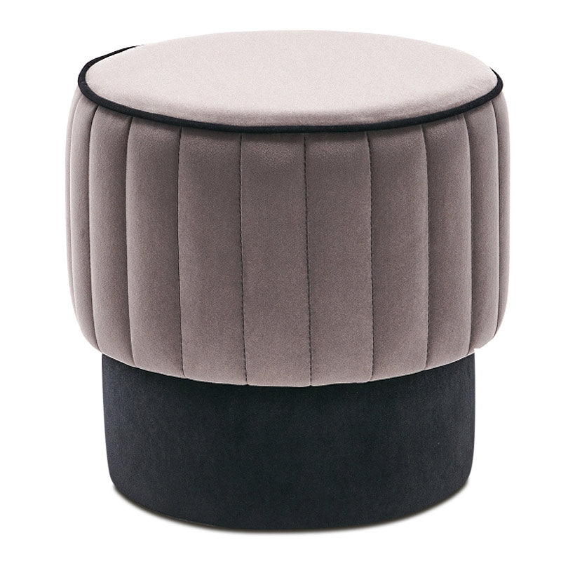 Set of two grey velvet stools with black base, measuring 40x40x40 cm, ideal for home or business use.