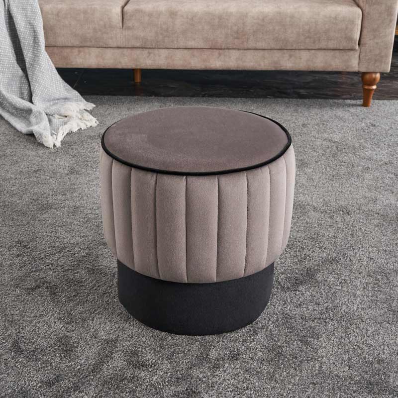 Set of two grey velvet stools with black base, measuring 40x40x40 cm, ideal for home or business use.