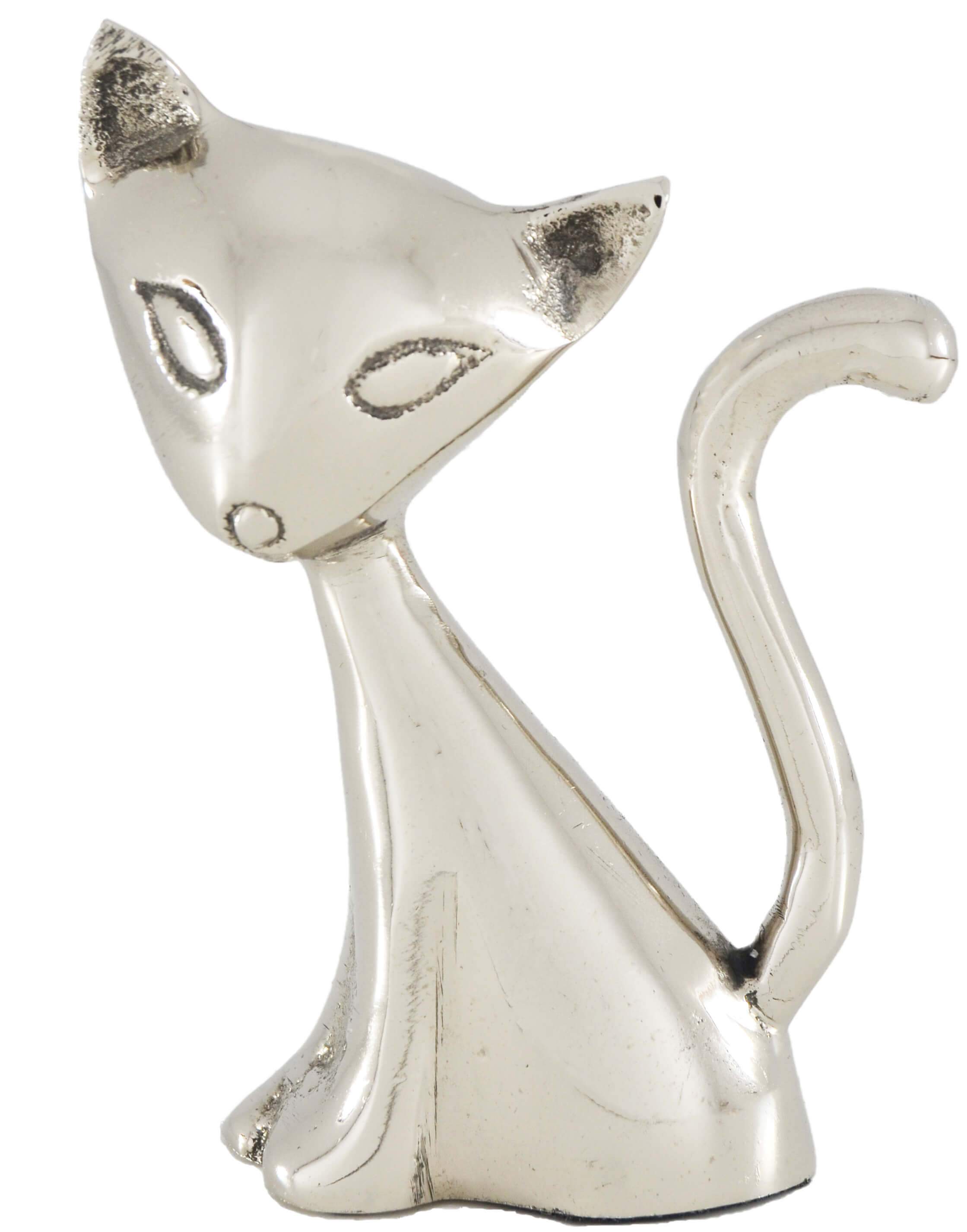 Vibhsa Cat Ring Holder in Silver with a cat design, featuring a padded base and elegant tail for holding rings securely.