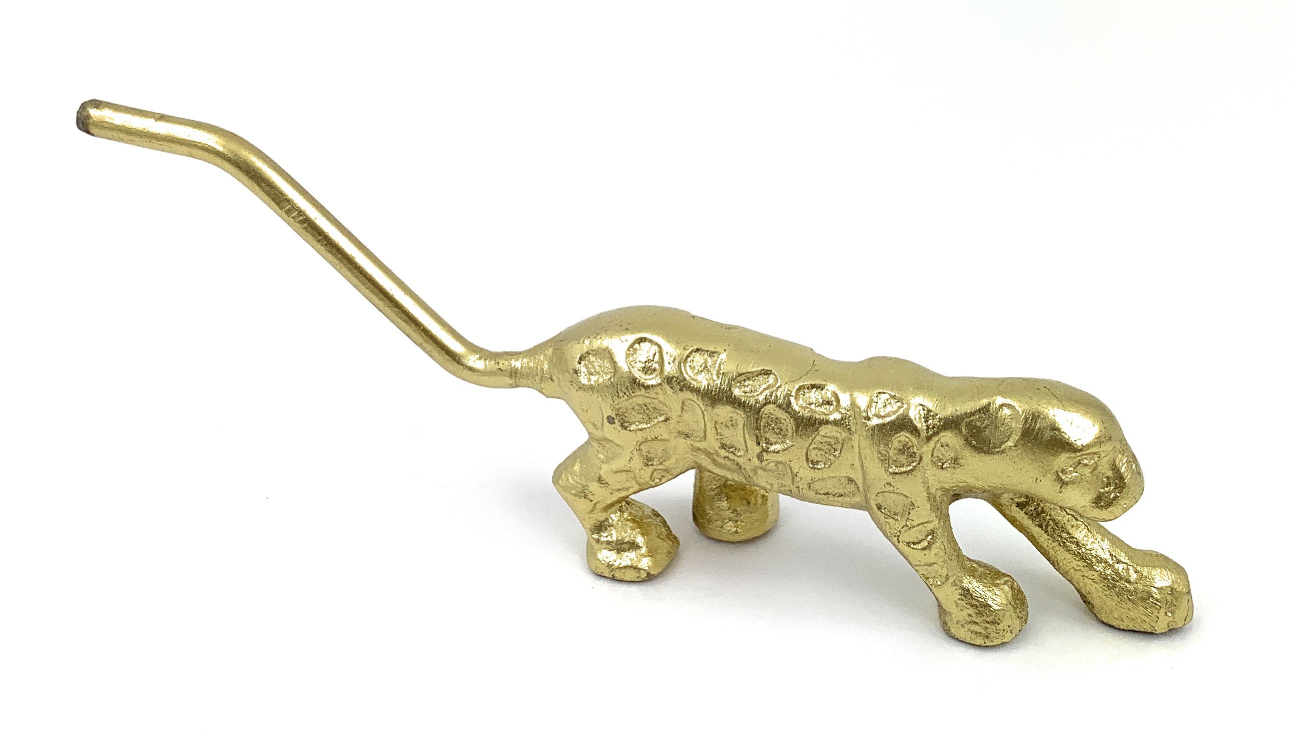 Vibhsa Handcrafted Cheetah Figurine in golden antique finish, showcasing intricate details and elegant design, perfect for jewelry storage.