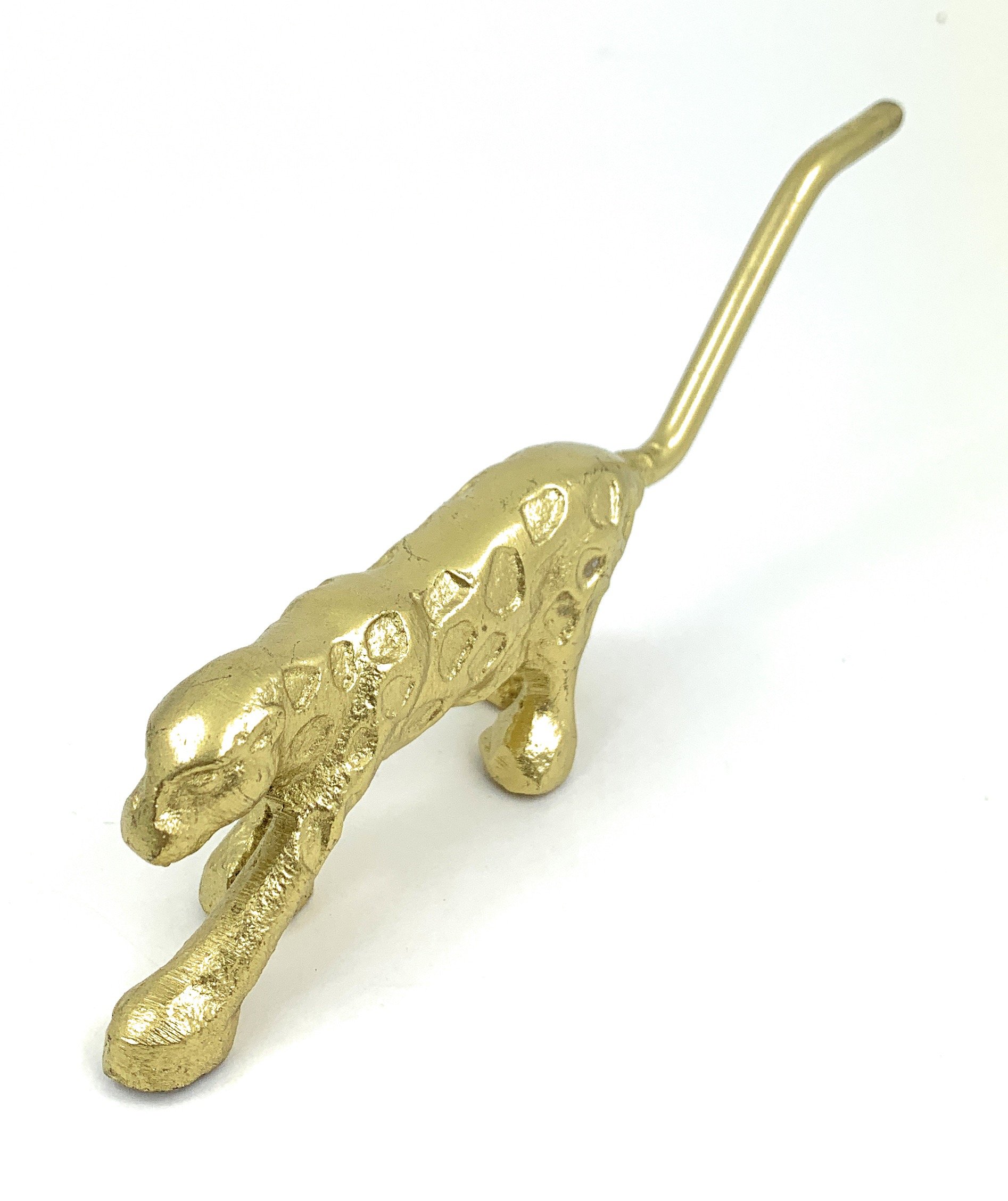 Vibhsa Handcrafted Cheetah Figurine in golden antique finish, showcasing intricate details and elegant design, perfect for jewelry storage.