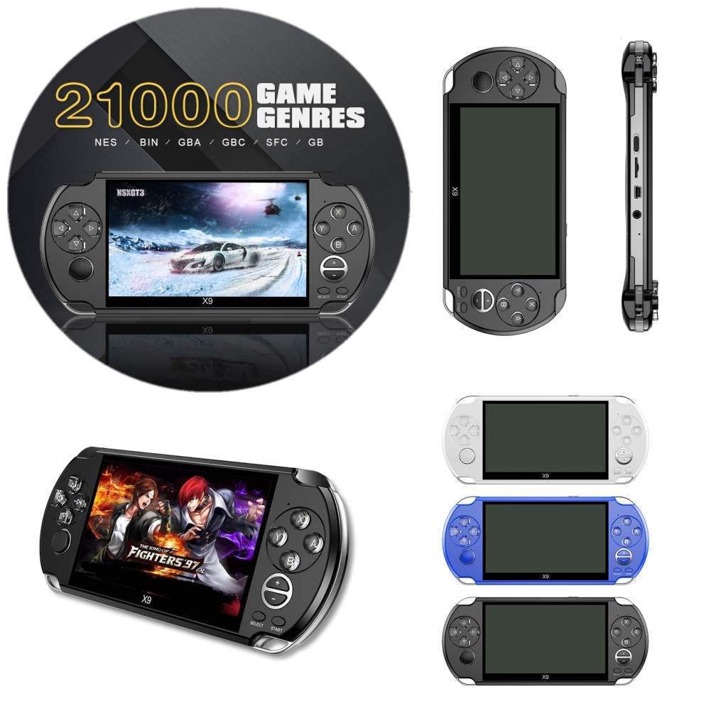 X9 5.0 Inch Retro Handheld Game Console with vibrant screen and classic game support.