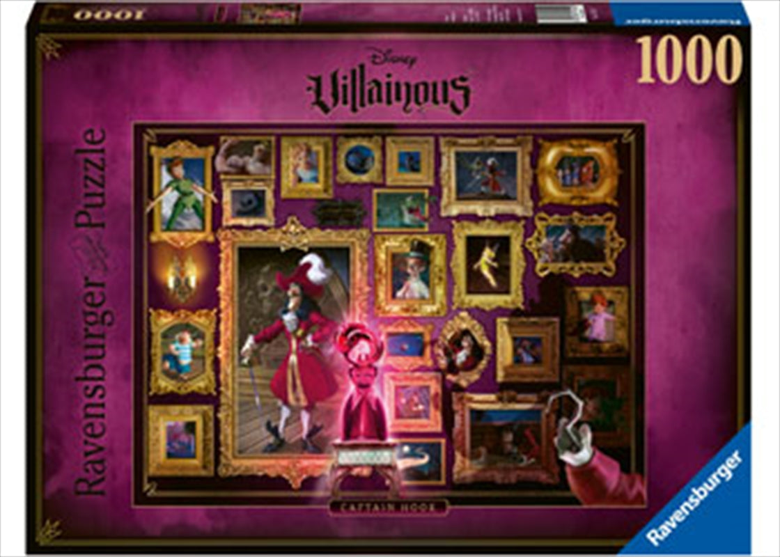 Villainous: Captain Hook board game featuring colorful artwork and game pieces.