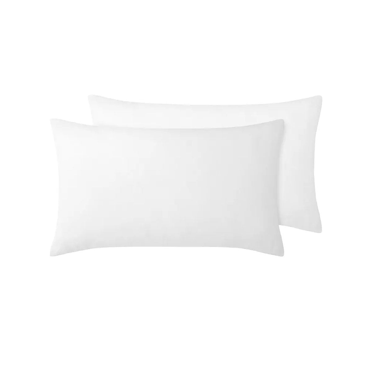 A pair of Vintage Design Homewares 100% linen standard pillowcases in white, showcasing a minimalist design and soft texture.