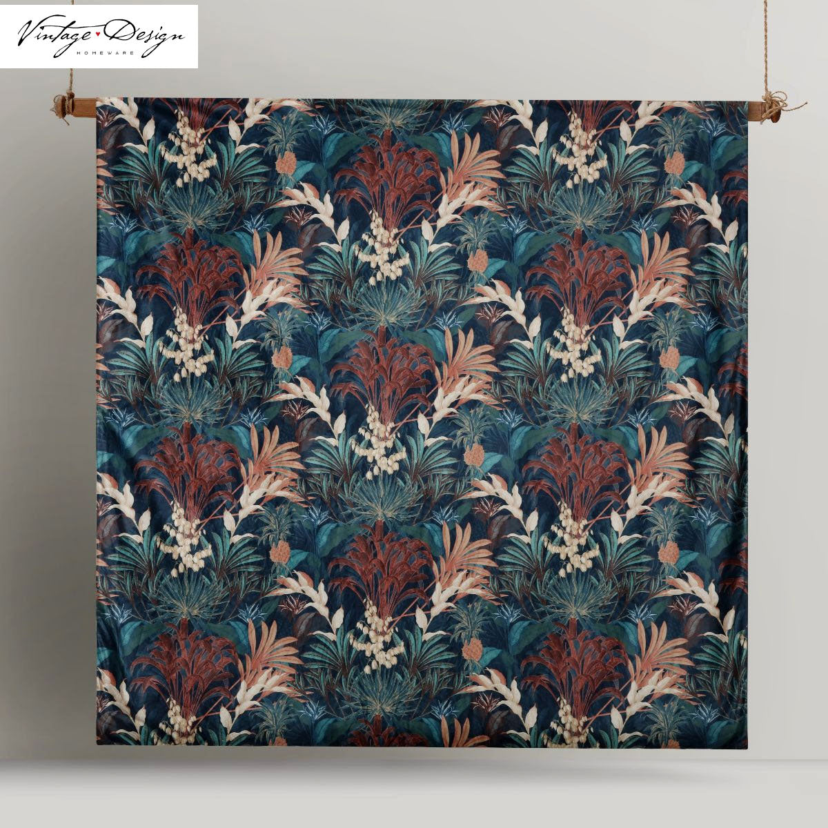 Etheridge Printed Velvet Quilt Cover Set featuring vibrant foliage design in multiple colors, including black, pink, teal, and navy.