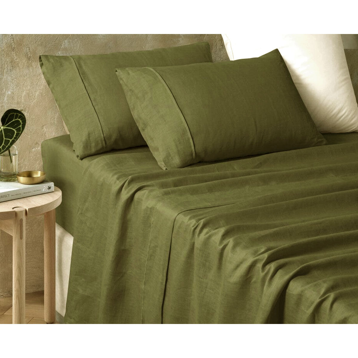 Vintage Design Homewares Hemp Fern Sheet Set Queen featuring solid neutral color and soft texture.