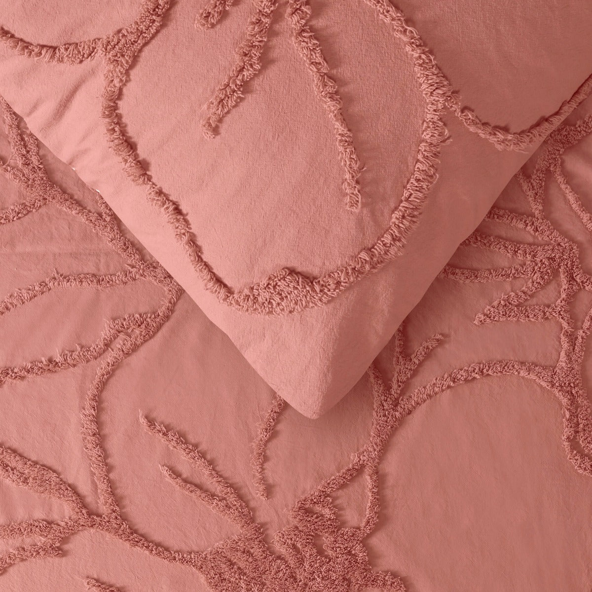 Vintage Design Homewares Rosa Rose Quilt Cover Set in King size featuring floral chenille design, soft cotton fabric, and matching pillowcases.