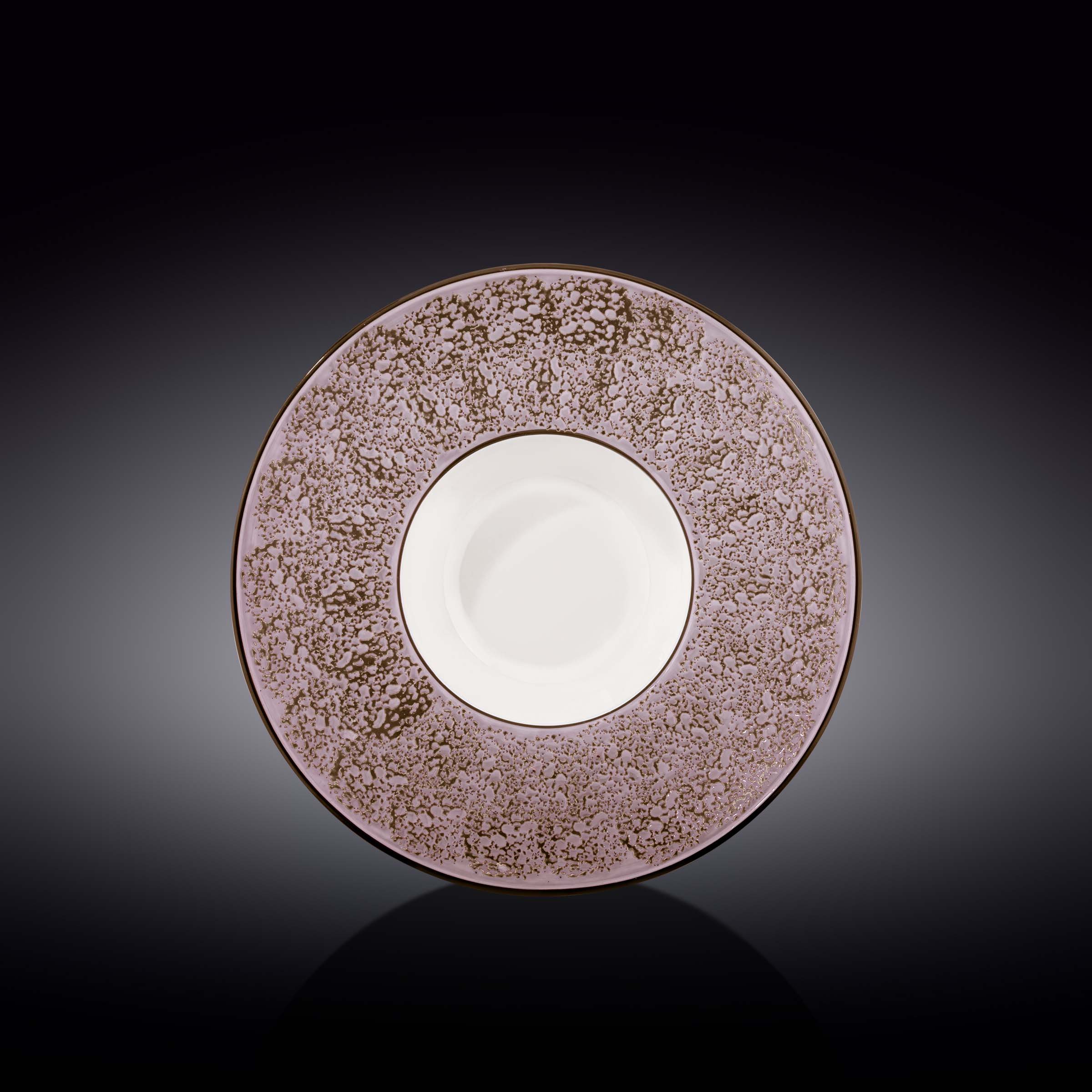 Violet and lavender porcelain deep soup or salad plate, beautifully designed with artisan-inspired patterns.