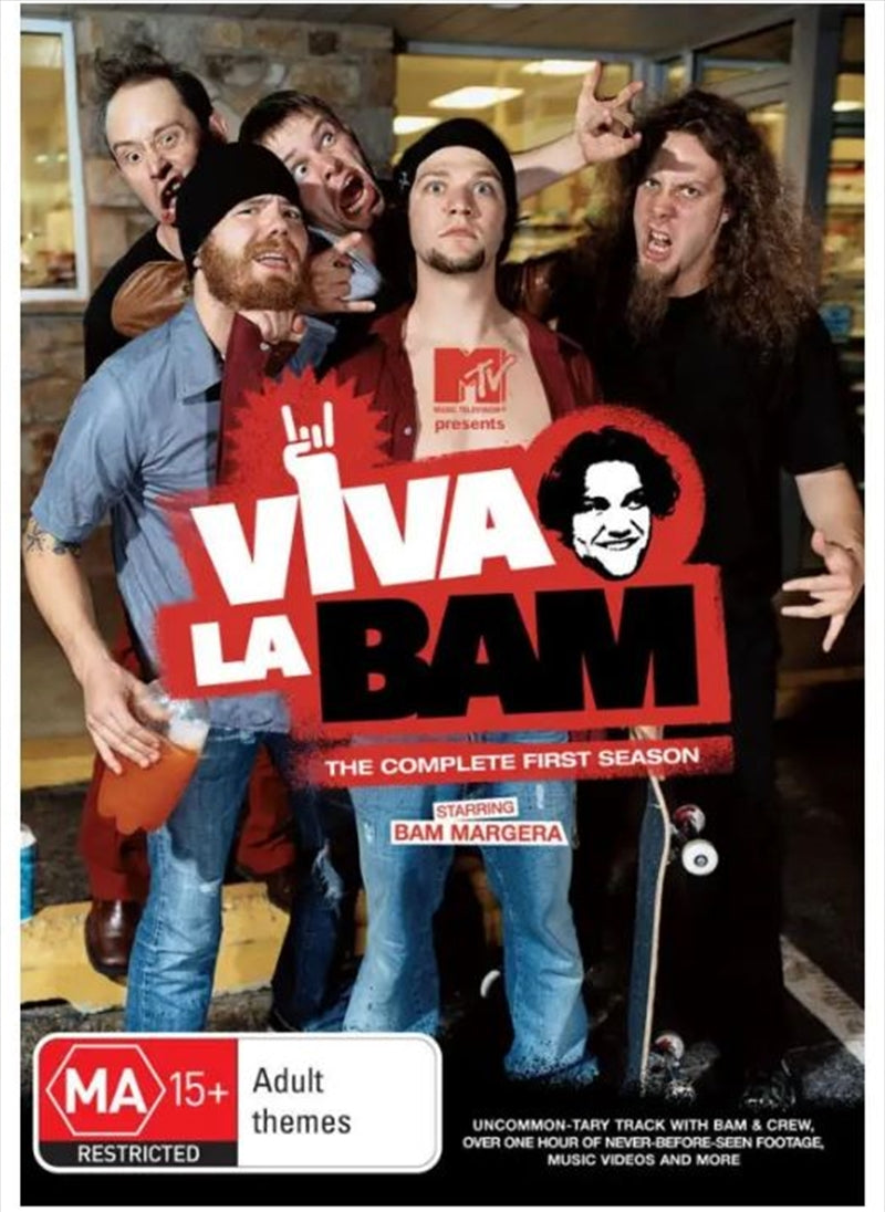 Viva La Bam - Season 01 DVD cover featuring Bam Margera in a dynamic pose with vibrant colors.