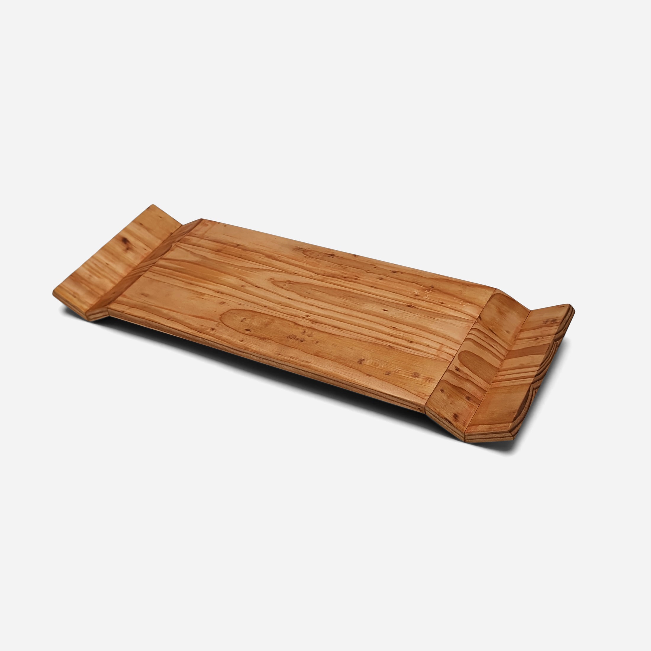 W Tray made of Doug Fir wood with beeswax finish, elegantly designed for serving food.