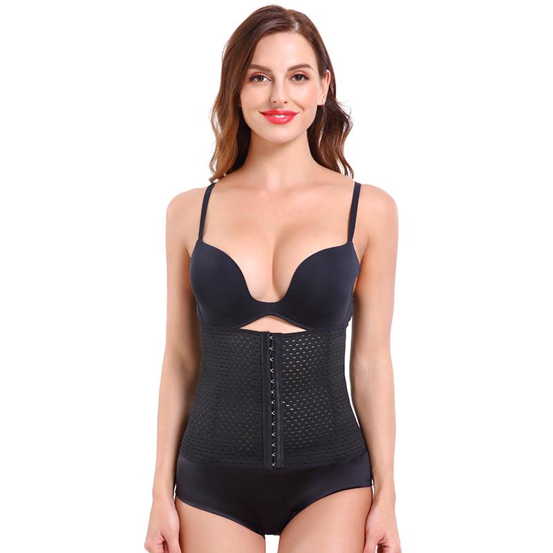 Waist Trainer Shaper Corset in beige and black, showcasing its seamless design and multiple size options.