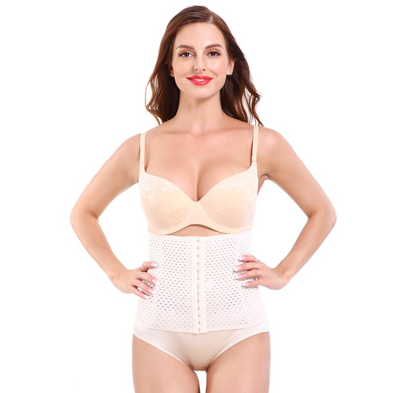 Waist Trainer Shaper Corset in beige and black, showcasing its seamless design and multiple size options.