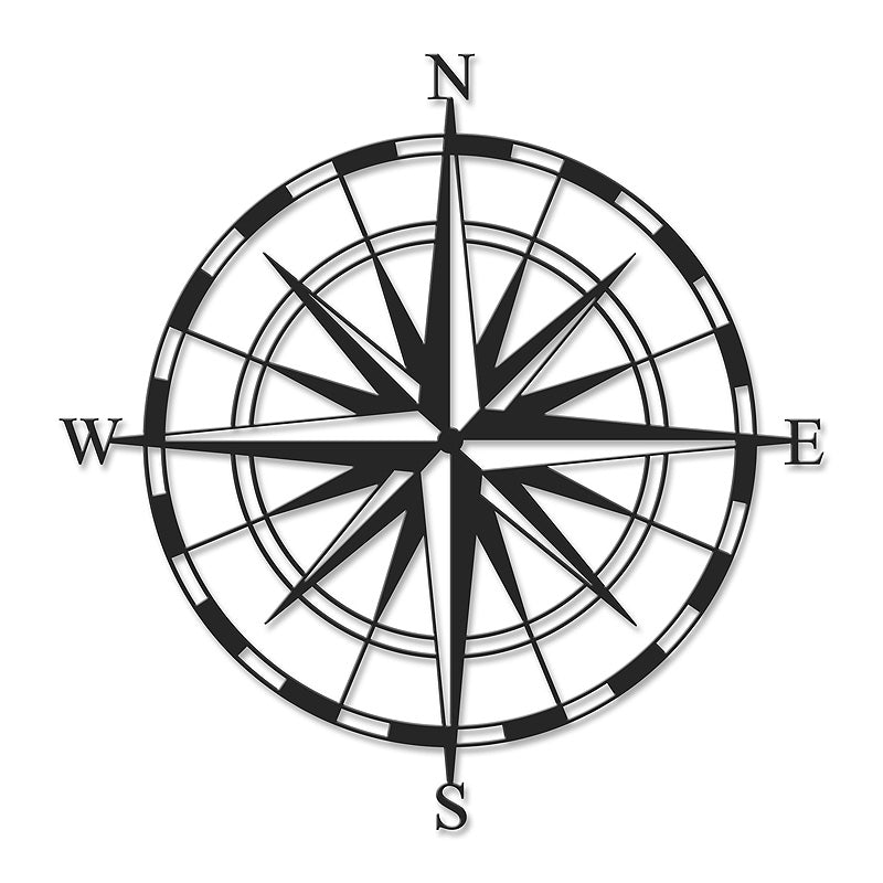 Stylish COMPASS Black Wall Art, 45x2x45cm, made of durable metal with a sleek black finish, perfect for home or business decor.