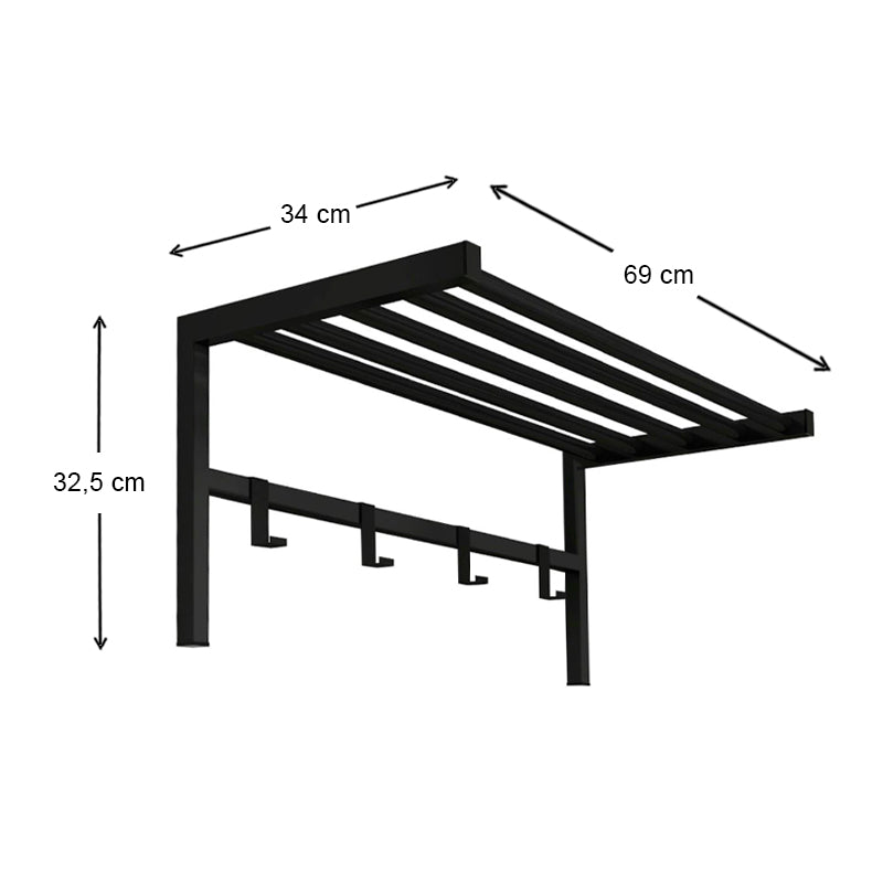 KARSTEN Black Wall Hanger, metallic design, dimensions 69x34x32.5 cm, ideal for home and business use.