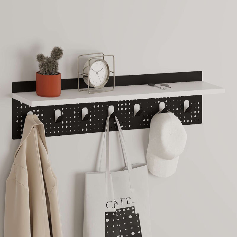 Wall Hanger MARY in white and black, featuring seven metal hangers and a sleek melamine design, perfect for home or business use.