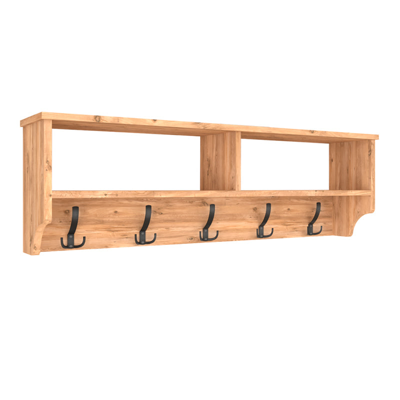 Wall Hanger WIEN in Pine Oak, featuring five metal hangers and a stylish design, perfect for home and business use.