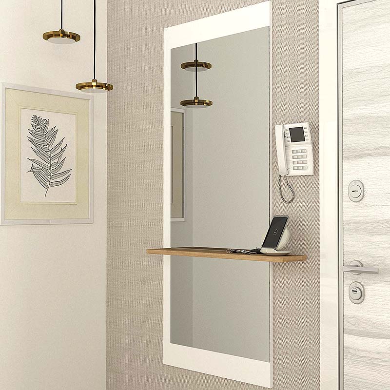 Wall Mirror ADONIS in white, featuring a sleek design with dimensions of 60x14.6x150cm, perfect for home or business use.