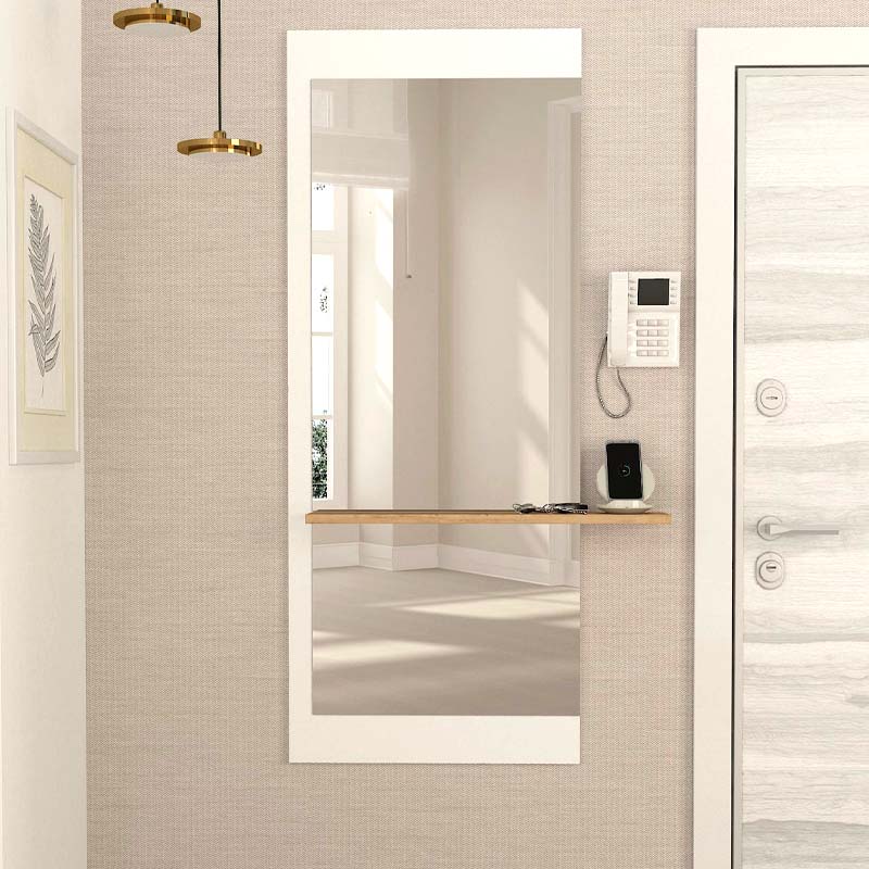 Wall Mirror ADONIS in white, featuring a sleek design with dimensions of 60x14.6x150cm, perfect for home or business use.