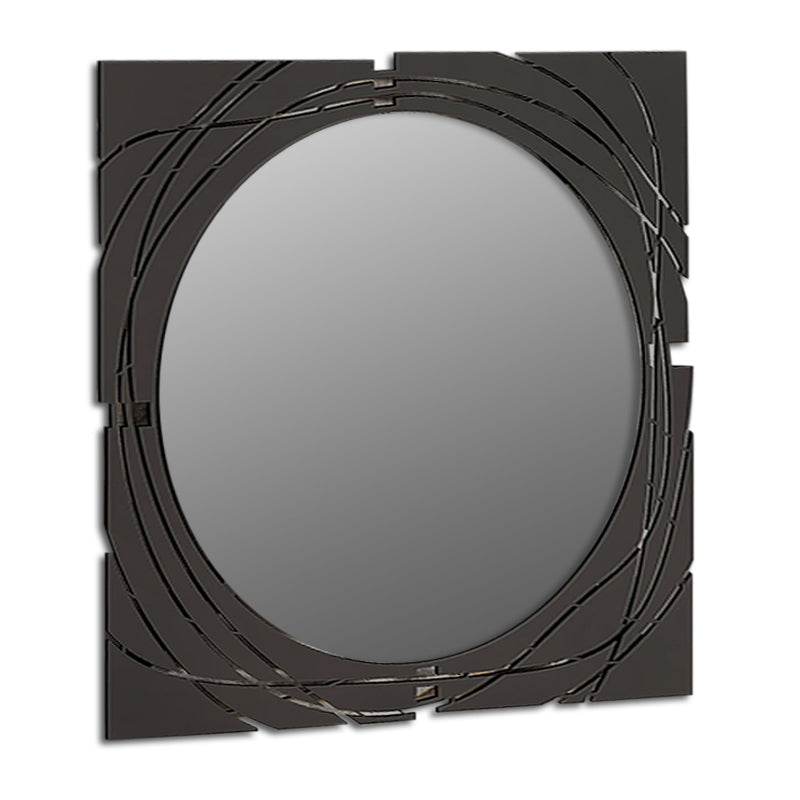 CASSANDRA Black Wall Mirror with metal frame, dimensions 55.6x2x55.6cm, ideal for home and business decor.