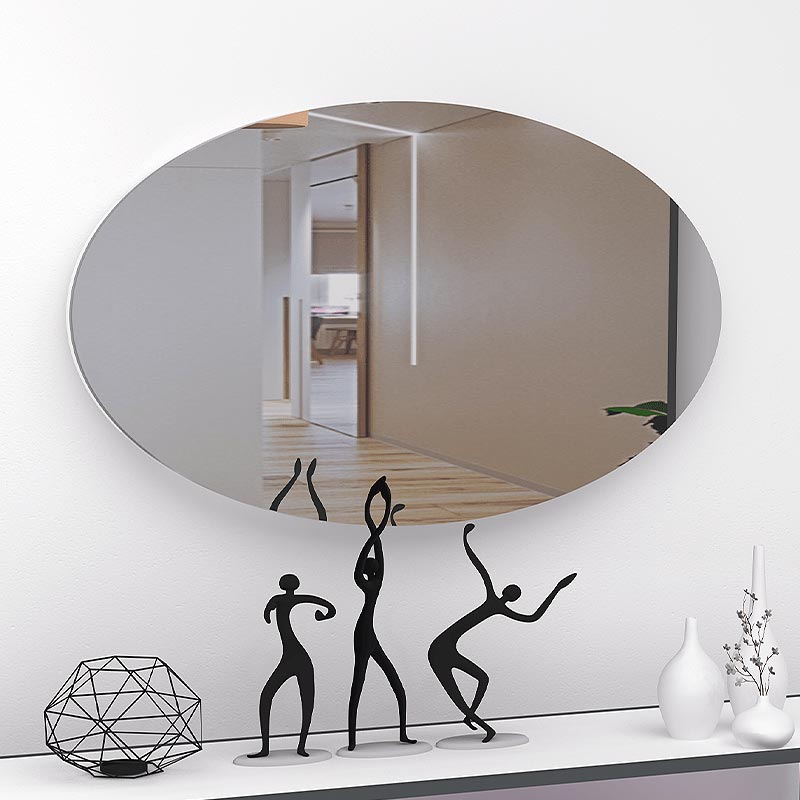 CHARMANT Wall Mirror in white, measuring 90x50x2.2 cm, featuring a sleek melamine frame and a clear reflective surface.