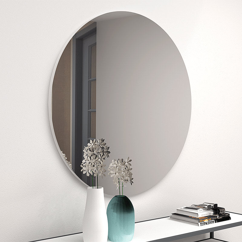 Wall mirror HELENA in white, measuring 60x60x2.2cm, featuring a sleek melamine frame and a clear reflective surface.