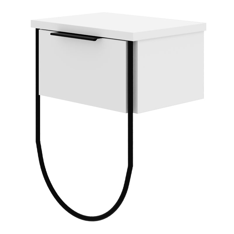 Wall Nightstand DIANA in white, featuring a sleek design and compact dimensions, perfect for modern interiors.