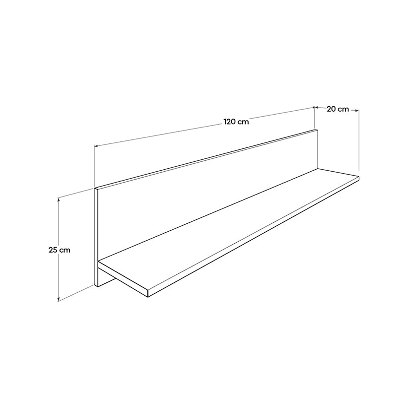 SIMPLY Wall Rack in white, measuring 120x20x25 cm, showcasing a sleek design suitable for home and office decor.