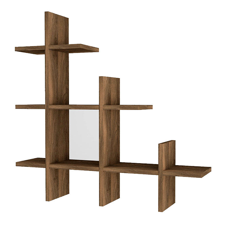 IGNATIO Wall Shelf in walnut finish, measuring 81.8x18x80 cm, showcasing elegant design and sturdy construction.