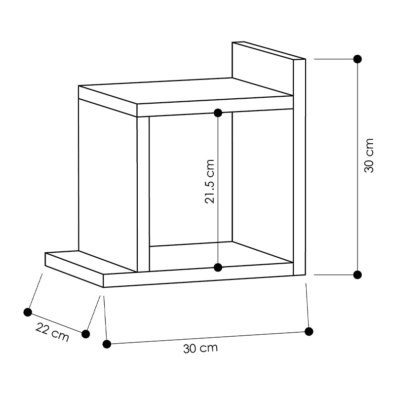 Wall Shelf ARCH in oak finish, measuring 30x22x30 cm, showcasing its elegant design and sturdy melamine construction.