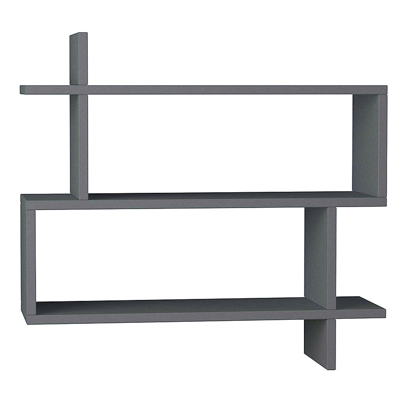 BERTA Anthracite Wall Shelf showcasing three spacious shelves in a modern design, perfect for home or office use.