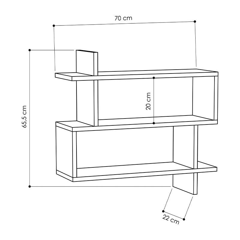 BERTA Anthracite Wall Shelf showcasing three spacious shelves in a modern design, perfect for home or office use.