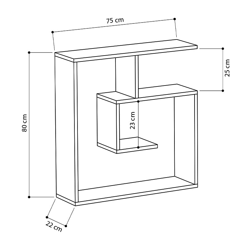 Wall Shelf BETA in white, dimensions 75x22x80 cm, showcasing a modern design suitable for various interiors.