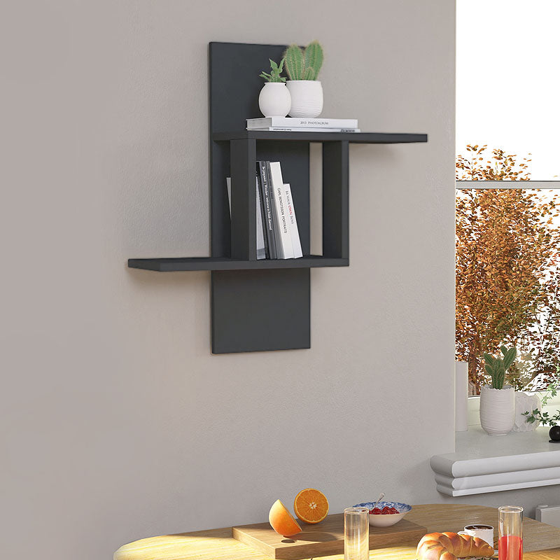 CUBUS Anthracite Wall Shelf, stylish melamine shelf in anthracite color, dimensions 64x20x70 cm, perfect for home and office use.