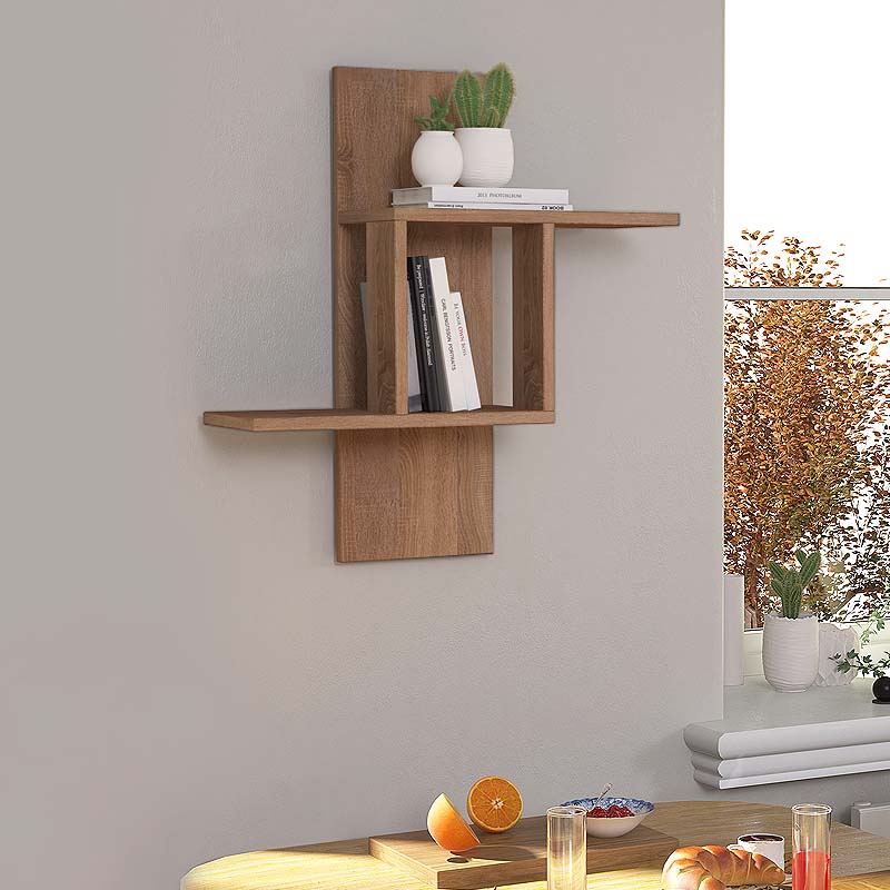 CUBUS Oak Wall Shelf showcasing its elegant design and sturdy construction, perfect for home or office use.