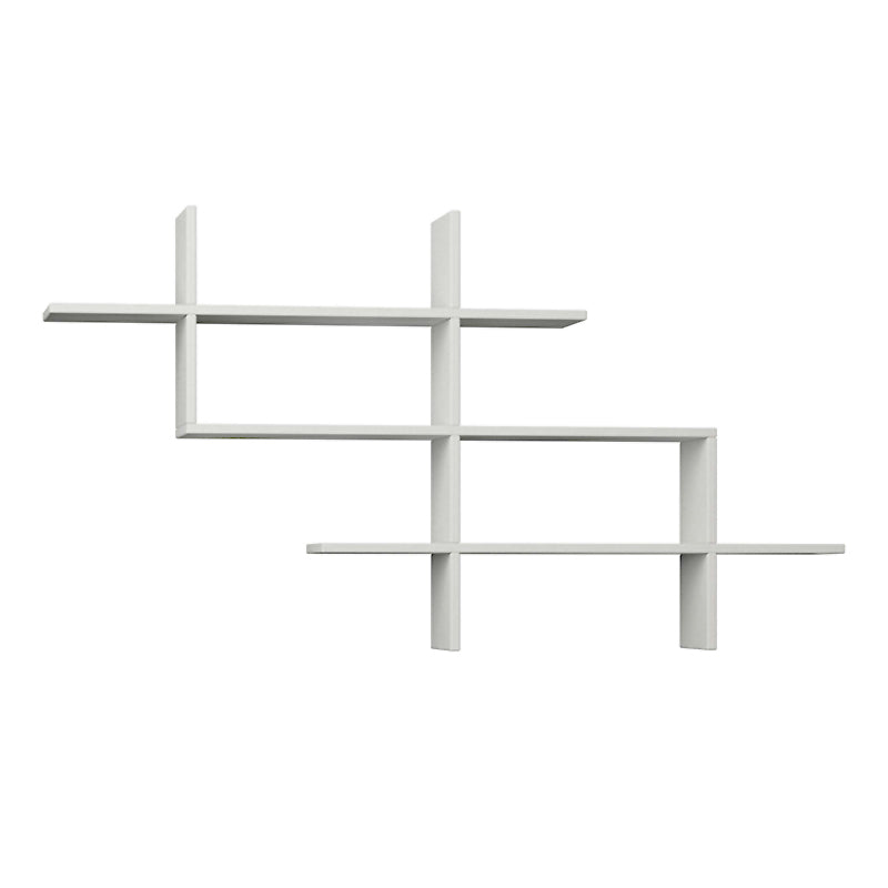 White Wall Shelf GRIMM measuring 150x22x82 cm, made of durable melamine, ideal for stylish storage and display.