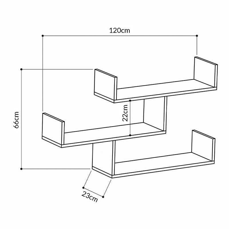 Wall Shelf LOGO in white, featuring three spacious shelves and a sleek melamine finish, ideal for home or office use.