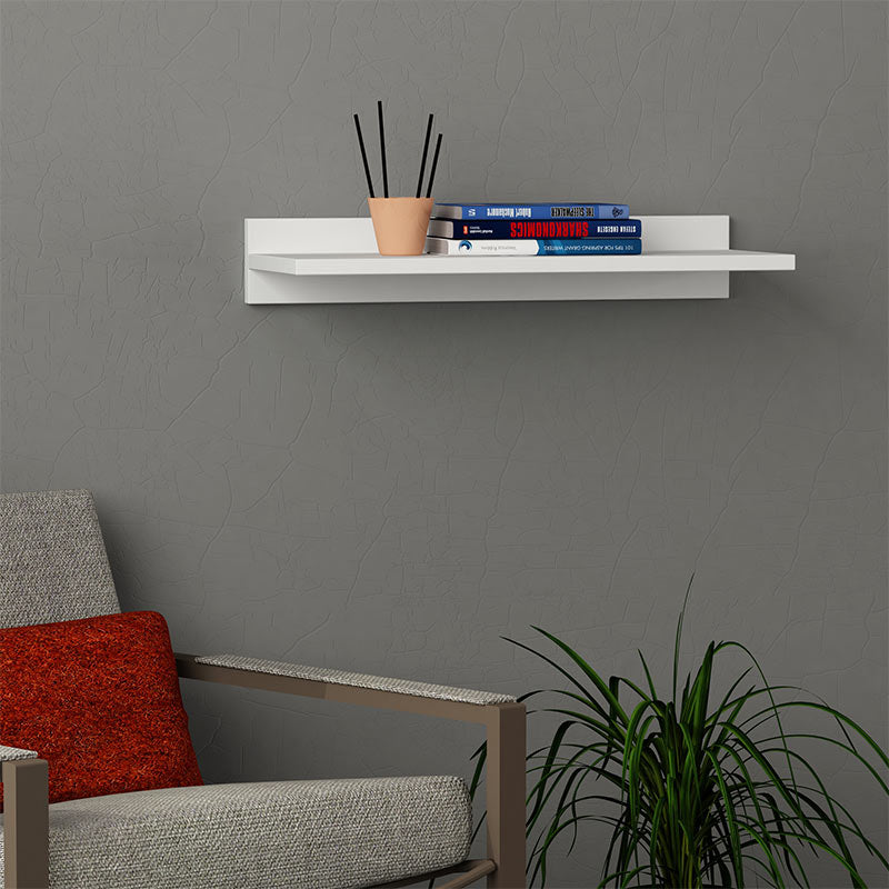 Wall Shelf SHORTY in white, showcasing its sleek design and dimensions of 60x24x10 cm, perfect for home or office use.